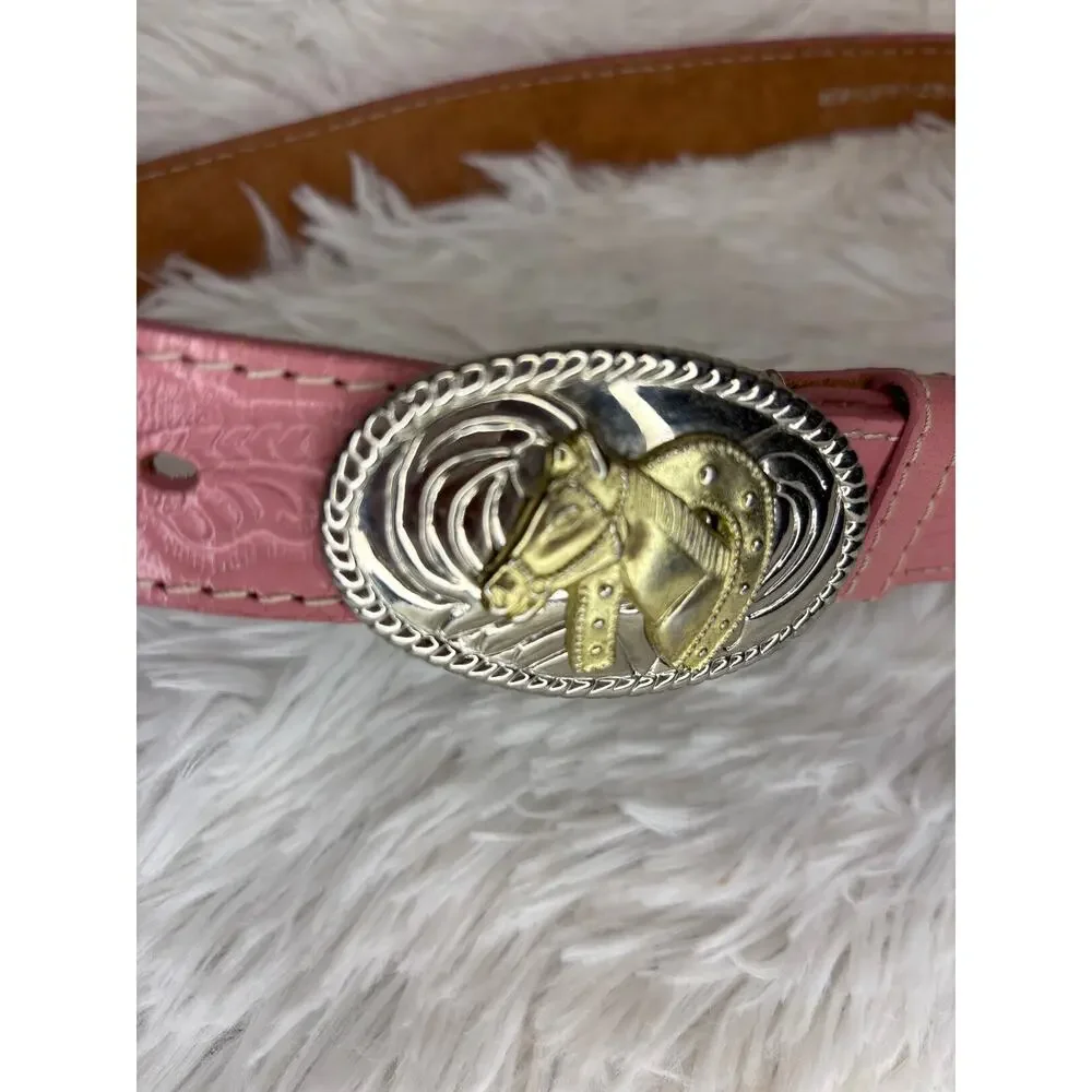 Nocona Belt Co Child’s Horse Buckle Genuine Leather Pink Size 26